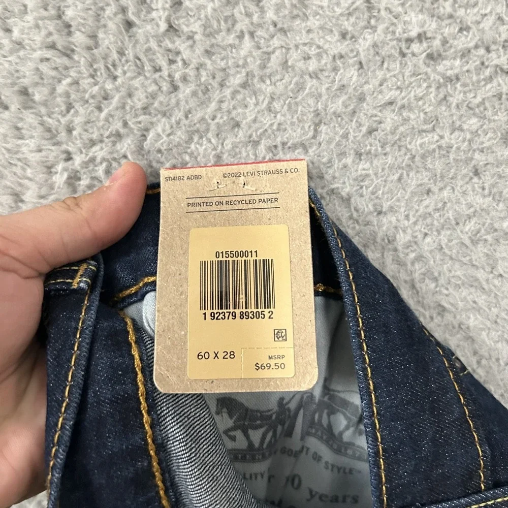 Levis Jeans Mens 60x28 Blue Denim 550 Relaxed Fit Dark Wash Stretch American